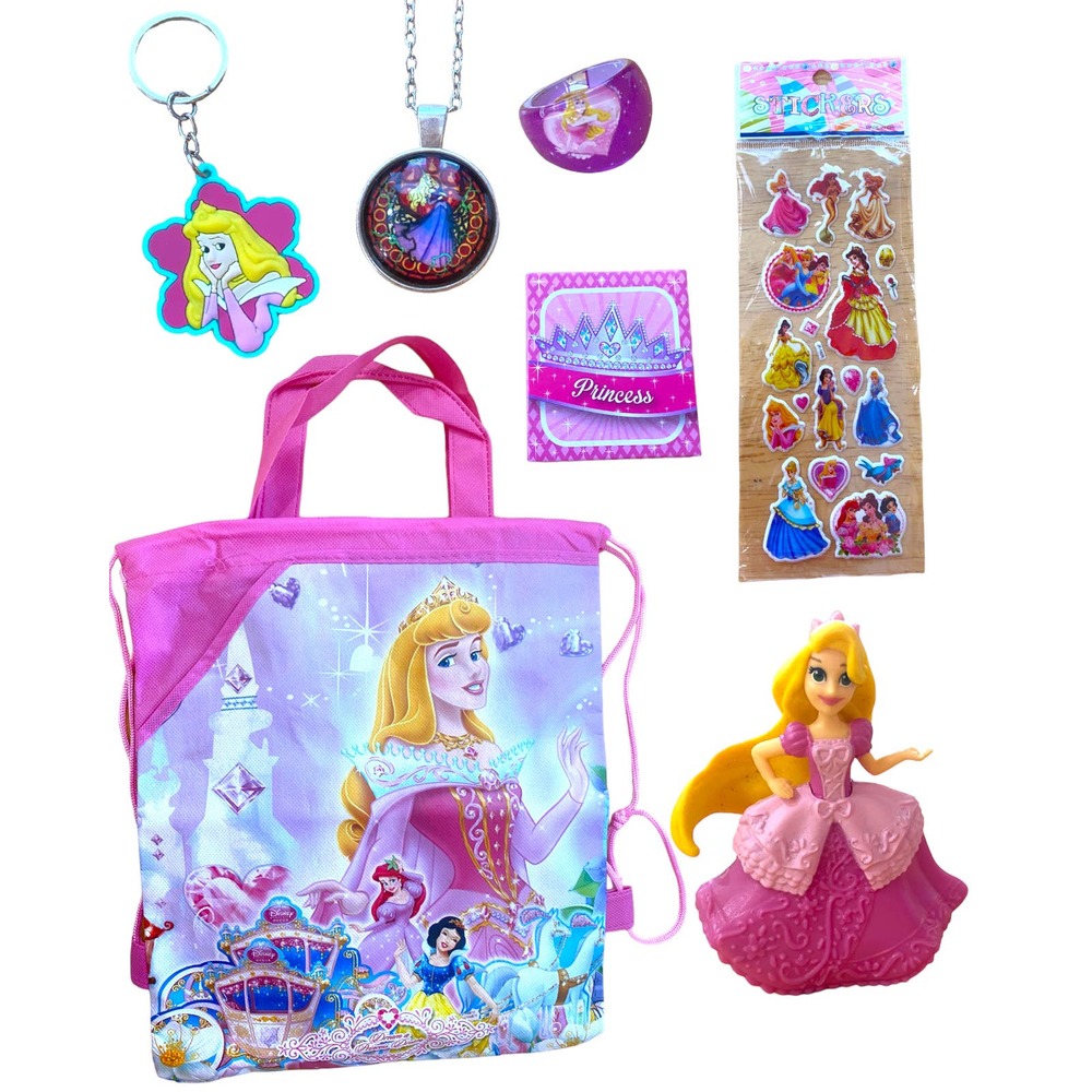 Sleeping Beauty & Maleficent Aurora Doll Backpack Charm Necklace Stickers Toys
